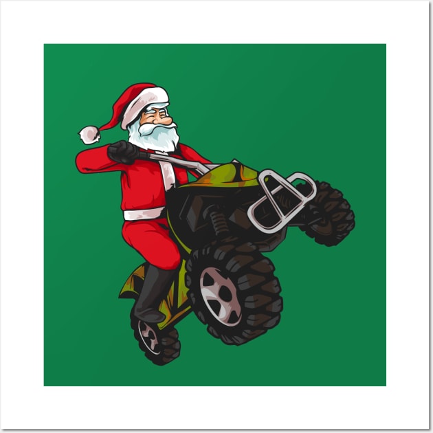 ATV Santa Claus Off Road Christmas Wall Art by E